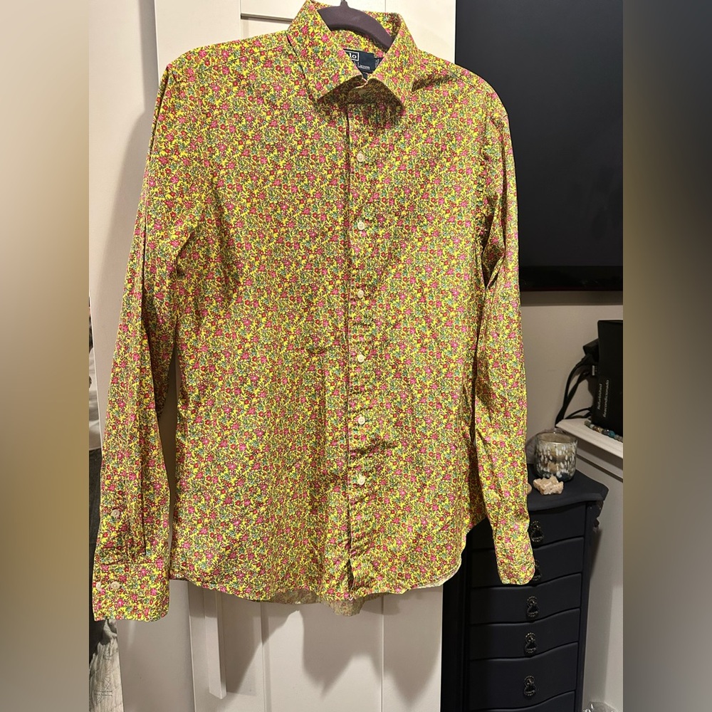 VINTAGE POLO RALPH LAUREN FLOWER ALLOVER PRINT LONGSLEEVE BUTTON DOWN